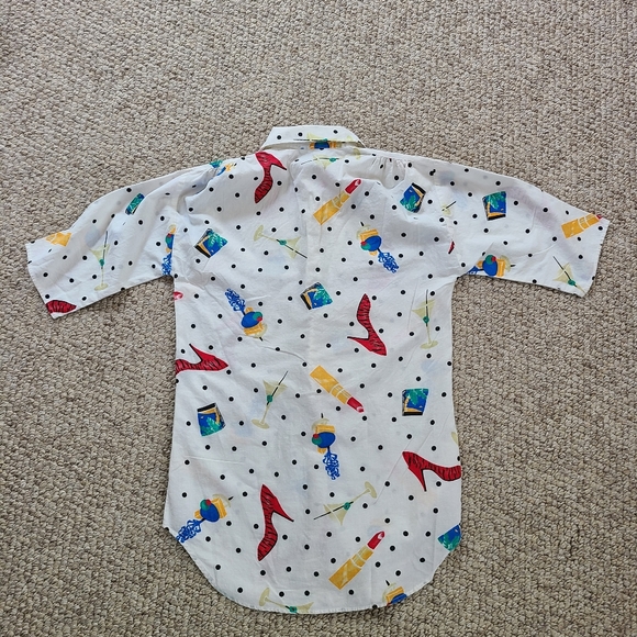 80s blouse, long white with girly theme - Picture 5 of 5